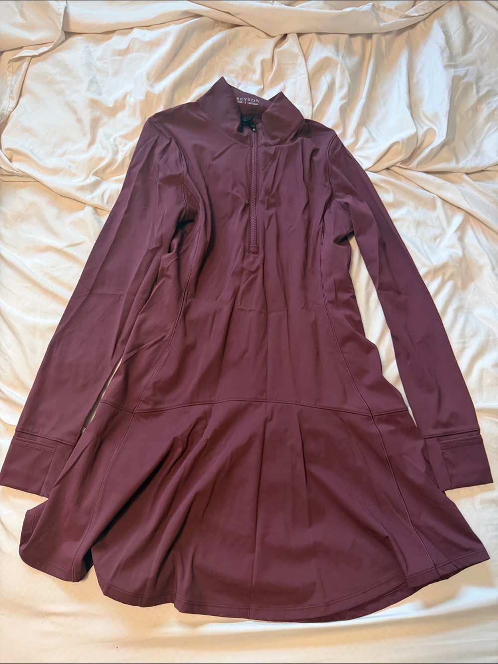 Greyson Maroon Long-Sleeve Fit & Flare Dress